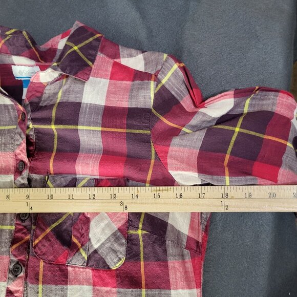 COLUMBIA PFG Women's Small Coral Springs II Button Up Shirt Cotton Outdoor Plaid - Picture 9 of 11
